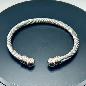 Modern Stainless Steel Cable Cuff Bracelet